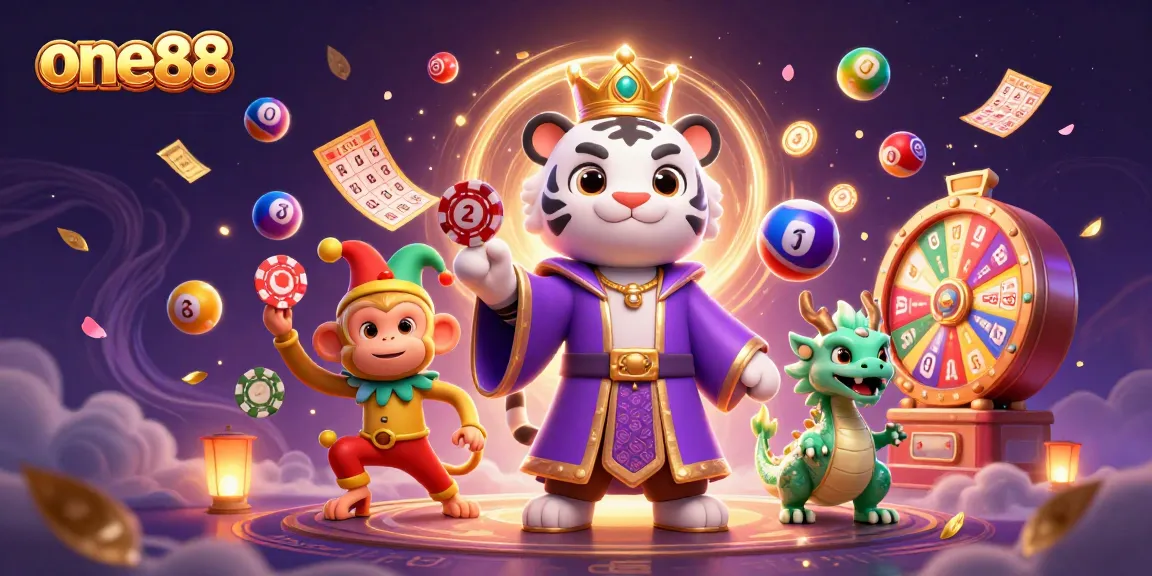 Experience the thrill at one88, where a cartoon tiger and monkey celebrate big wins!