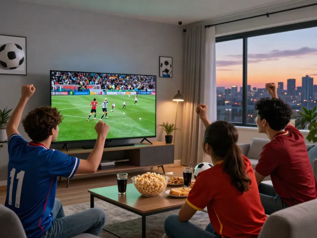 Exciting football viewing experience with friends watching gà vàng tv live match.