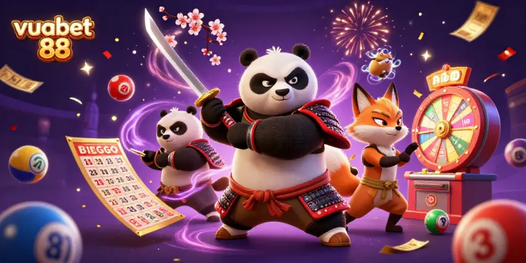 Engage with vuabet 88's exciting gaming experience, featuring vibrant characters and dynamic casino elements.