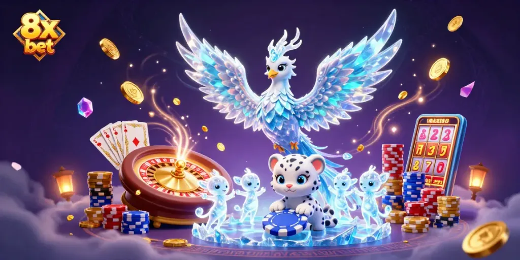 Experience thrilling action with 8x bet at the vibrant casino scene filled with dynamic gaming elements.
