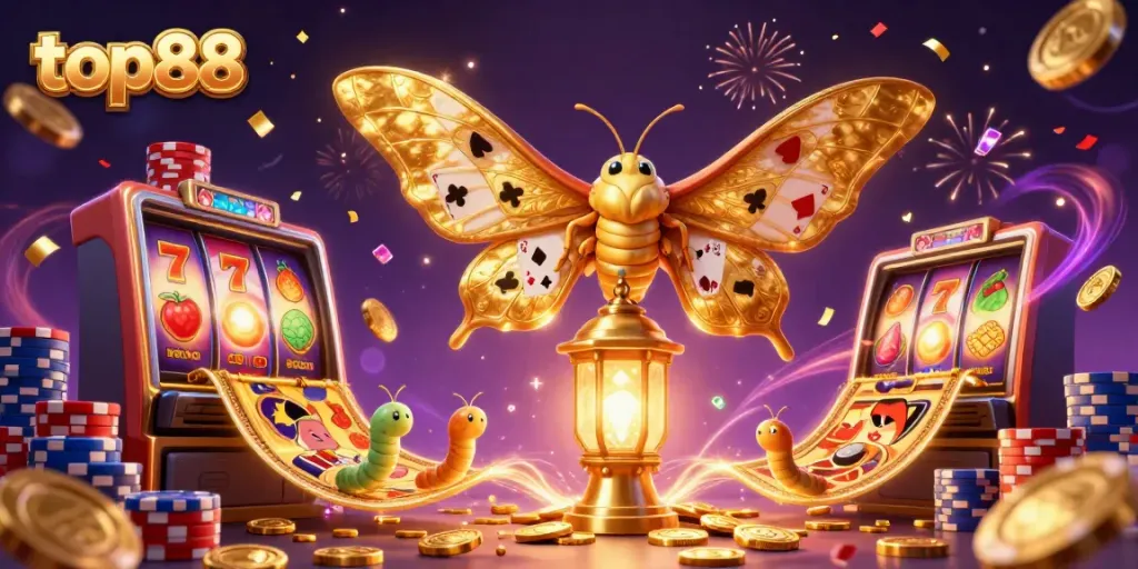 Engage in thrilling gameplay with top88 featuring vibrant slots, golden coins, and animated casino elements.