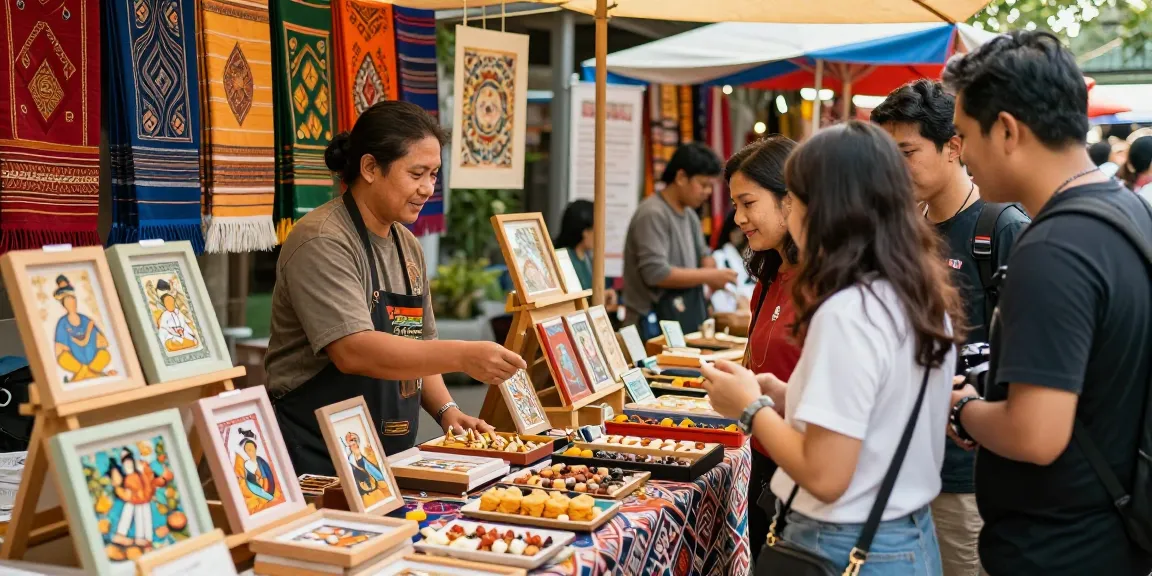 Exploring unique UMKM products at https://rokok88.net artisan market with engaging vendors and customers.